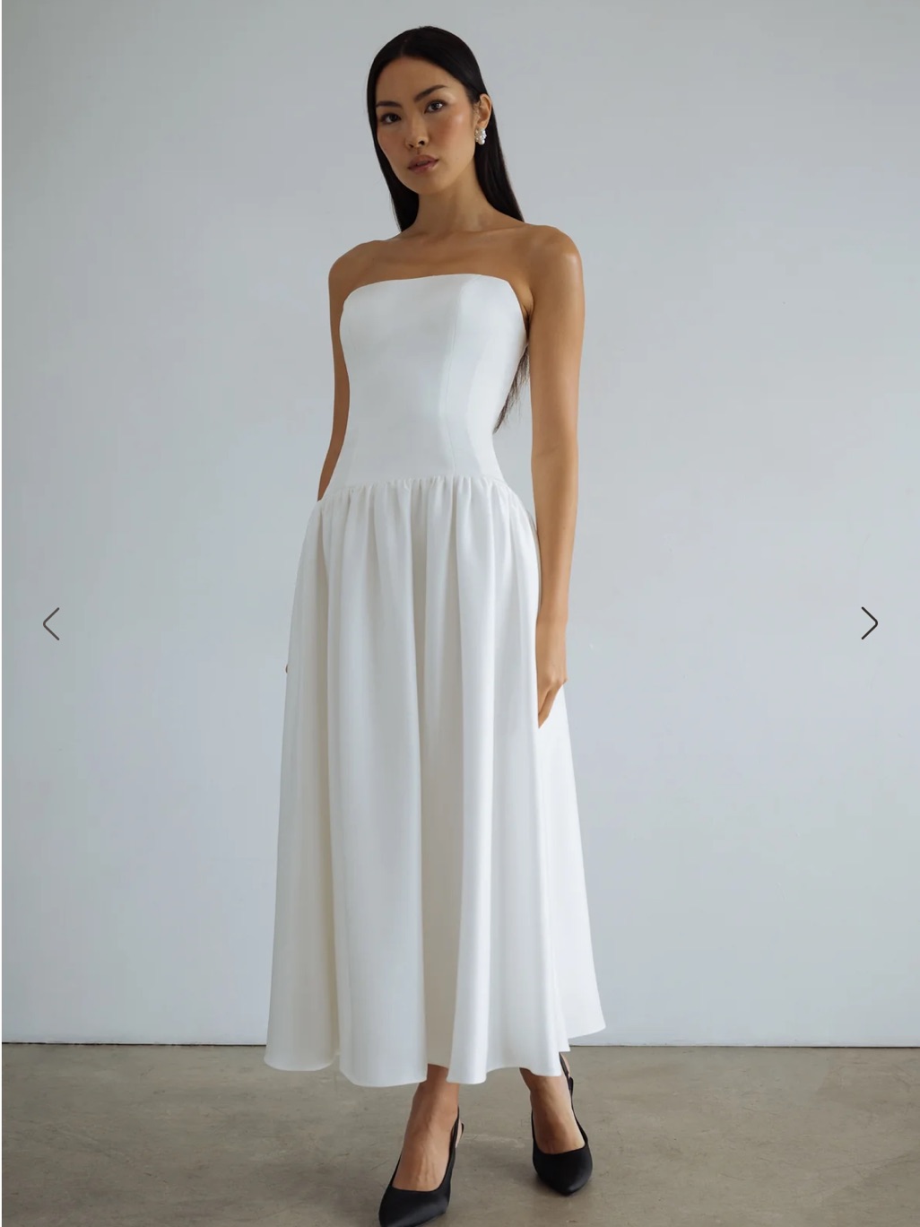 Jenny Yoo Strapless White Midi Bridal Dress